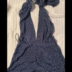 Navy blue open back romper!